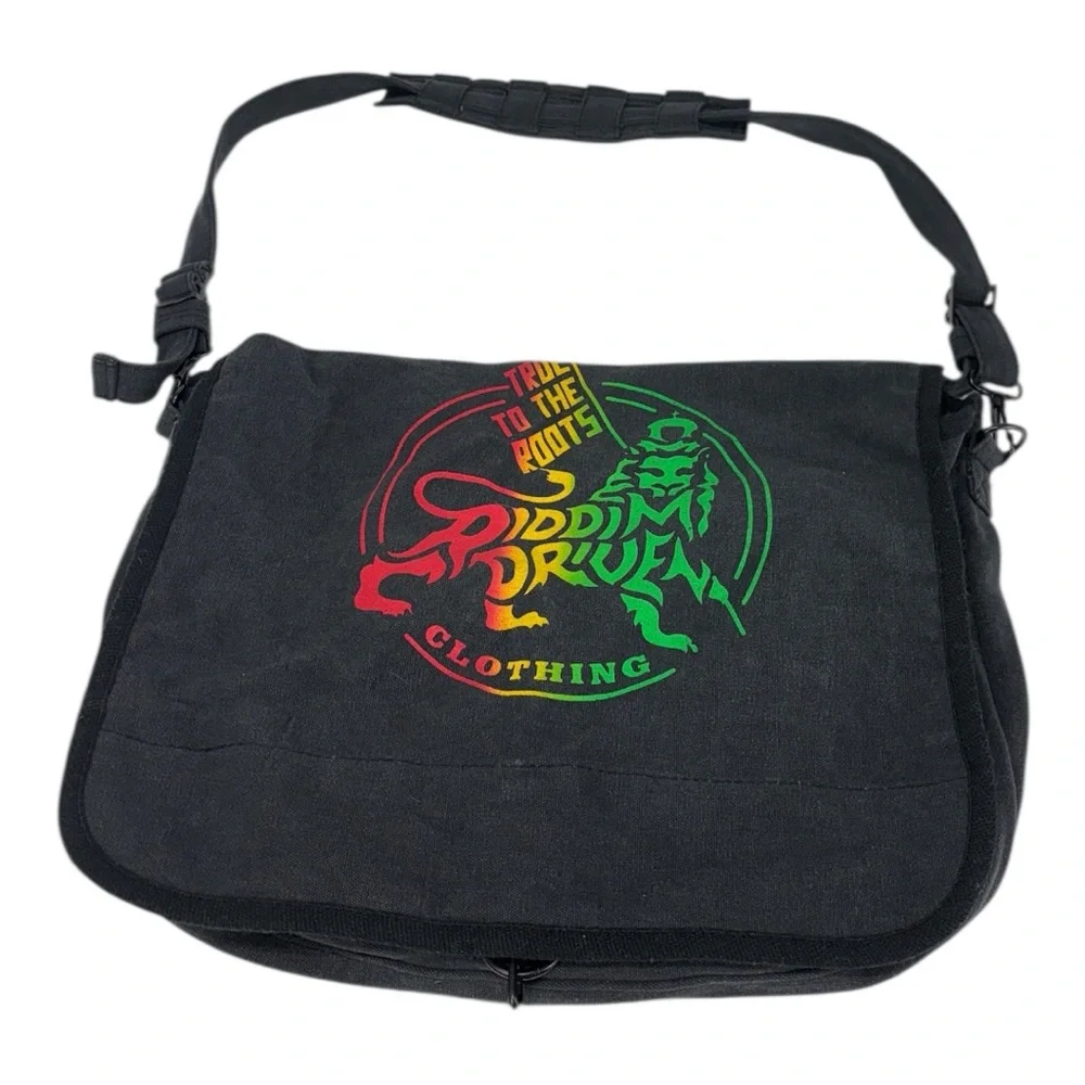 Riddim driven “true to the roots” Rasta lion Jamaican Reggae messenger bag
